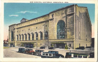 1938 Minneapolis, New Municipal Auditorium, automobiles  (EK)