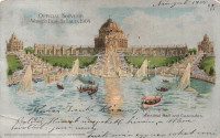 1904 Saint Louis, St. Louis; World's Fair, Festival Hall and Cascades. Samuel Cupples silver litho art postcard s: H. Wunderlieb (EB)