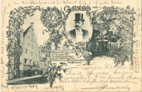 1898 Braunau, Hierner's Weinhaus zum Alten Weinhaus vorm. Gradinger / Hierner's wine hall and café, inn, Star of David. Art Nouveau, floral