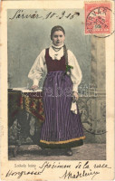 1906 Székely leány, erdélyi folklór / Transylvanian folklore, Székely girl in traditional costume. TCV card (fl)