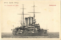 Mali Losinj, Lussinpiccolo; Az SMS Sankt Georg páncélos cirkáló / K.u.K. Kriegsmarine Panzerkreuzer / WWI Austro-Hungarian Navy, SMS Sankt Georg armored cruiser  (EK)