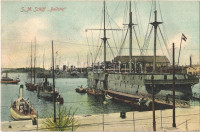 1909 SMS Bellona az Osztrák-Magyar Haditengerészet uszály laktanyája a matrózoknak (ex SMS Kaiser) / K.u.K. Kriegsmarine Wohnschiff / Austro-Hungarian Barracks ship for mariners. G. Costalunga Pola 1908.