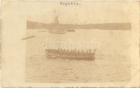 Osztrák-Magyar Haditengerészet matrózai evező gyakorlat közben / K.u.K. Kriegsmarine Regatta  / WWI Austro-Hungarian mariners during rowing training. photo (fl)
