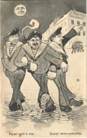 Heuer geh'n ma / Quest 'anno andiamo / K.u.K. Kriegsmarine Matrose / Austro-Hungarian Navy mariner humour art postcard, drunk mariners. G. Fano, Pola 1908. s: Ed. Dworak (fl)