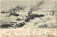 1905 Versenkung japanischer Handelsschiffe bei Port Arthur / The sinking of Japanese mechant ships at Port Arthur. Russo-Japanese War 1904-1905. s: William Nerdon (kopott sarkak / worn corners)