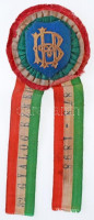 1898. '32. Gyalogezred - 1878-1898' címeres szövetborítású jelvény aranyozott karton(?) rátéttel, nemzetiszín kokárdán, szalaggal (43x34mm) T:2 rátéten sérülések / Hungary 1898. '32. Gyalogezred (32nd Infantry Regimnet) - 1878-1898'