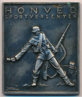 1951. 'Honvéd Sportversenyek / Hds. Bajn. 1951. Kispu. Csap. IV.' fém plakett, hátlapján gravírozás. Szign.:Jákfalvy (60,5x51mm) T:2 ph.