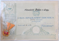 1965. 'A Haza Szolgálatáért Érdemérem' arany fokozata, aranyozott és zománcozott Br kitüntetés mellszalagon, adományozói okirattal (~40mm) T:1-