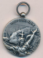 Franciaország DN 'Republique Française / Armee Nation - Defense Nationale ' ezüstözött fém emlékérem füllel. Szign.:D'apres Rude (36mm) T:1-France ND 'Republique Française / Armee Nation - Defense Nationale' silvered metal commemorative