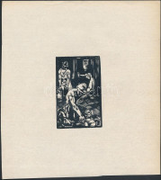 Andor Loránd (1906-1966): Bányászok. Linó, papír, jelzés nélkül, 8,5×5,5 cm