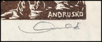 Andruskó Károly (1915-2008): Római emlék-1986.IX. Fametszet, papír, jelzett, középen hajtásnyommal,18x27 cm