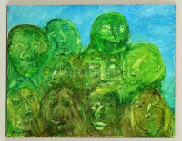 Anna jelzéssel: Arcok a múltból. Akril, papír, 50×64 cm