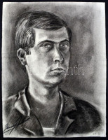 Barcsay jelzéssel: Férfii arckép. Szén, papír, enyhén sérült (apró szakadással), 52x42,5 cm