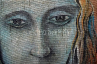 Bari Árpád (1953-): Madonna a kis Jézussal. Olaj, vászon-farost, jelzett a keret alatt, keretben 34×24 cm