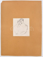 Bartha László (1908-1998): Szerelmespár. Tus, papír, jelzett és datált (Bartha László 1955), paszpartuban, 12,5×11,5 cm