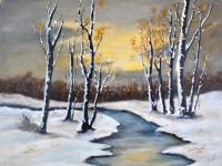 Bártfay Elly (1917-1995): Téli táj, olaj, farost, jelzett és datált (1991). 50x66 cm