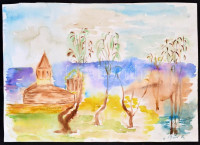 Bér jelzéssel: Táj. Akvarell, papír, 25×35 cm