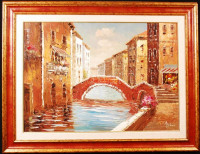 Bihari Ágnes: Velence. Olaj, vászon, jelzett, újszerű keretben, 50×70 cm