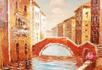 Bihari Ágnes: Velence. Olaj, vászon, jelzett, újszerű keretben, 50×70 cm