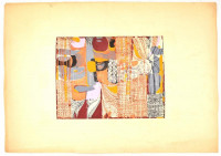 Borszéki Anna jelzéssel: Falkép terv. Vegyes technika, papír, papírra kasírozva 33x43 cm