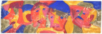 Csepeli Németh Miklós (1934-2012): Fejek, akvarell, ceruza, papír, jelzett, datált (99), 15x45 cm