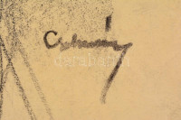 Csohány jelzéssel: Férfi portré. Grafit, szén, papír, sérült (szakadásokkal), 65x51