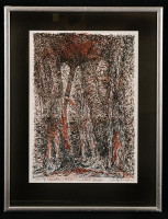 Csorba Simon László (1943-): Jelenet III. Tus, papír, üvegezett kerettel, 40×28 cm