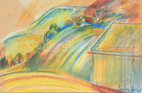 Egry jelzéssel: Dombok. Pasztell, papír, üvegezett keretben, 27×42 cm