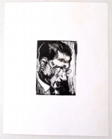 Élesdy István (1912-1987): Szabó Lörinc. Fametszet, papír, jelzés nélkül, 7×5  cm