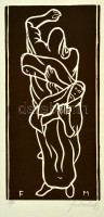 Farkasházy Miklós (1895-1964): Asszonyok. Linó, papír jelzett, 29,5×14,5 cm