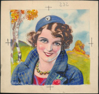 Földes Imre (1881-1948): Illusztráció. Akvarell, papír, jelzett, 12×12 cm