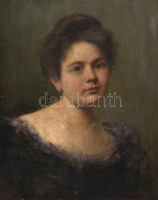 Glatter Ármin (1861-1931): Férj és felesége portréja (2 db mű). Olaj, vászon, jelzett, sérült. Díszes, sérült fa keretben, 60×49,5 (férj portréja) és 55,5×45,5 cm (feleség portréja)