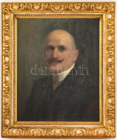 Glatter Ármin (1861-1931): Férj és felesége portréja (2 db mű). Olaj, vászon, jelzett, sérült. Díszes, sérült fa keretben, 60×49,5 (férj portréja) és 55,5×45,5 cm (feleség portréja)