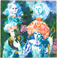 Gulyás Dénes (1927-2003): Karnevál. Akril, farost, jelzés nélkül, 60x60 cm