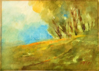 Id.Hankó Béla (1927-1993): Erdőszél. Akvarell, papír, jelzett (hátoldalán nyomtatottan) 35×50 cm