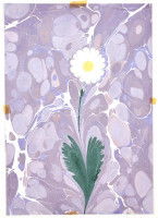 A Hikmet (?-): Virág. Waterface painting, papír, paszpartuban, technika megnevezésével külön papíron, 24x16,5 cm