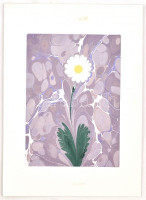A Hikmet (?-): Virág. Waterface painting, papír, paszpartuban, technika megnevezésével külön papíron, 24x16,5 cm