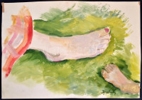 Jeges jelzéssel: Lábak. Akvarell, papír, 33x45 cm