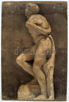 Joachim József (1897-1954): Szobor tanulmány, ceruza, szén, papír, jelzett és datált (Joachim Paris 1923), sérült, kartonra kasírozva, 63×42,5 cm