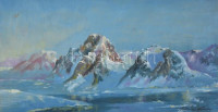 Katona jelzéssel: Hegyvidéki táj. Olaj, farost, fa keretben, 35x60 cm