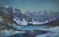 Katona jelzéssel: Hegyvidéki táj. Olaj, karton, fa keretben, 38x55 cm