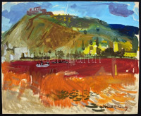 Kernstok jelzéssel: Gellérthegy. Akvarell, papír, 33×40 cm