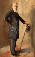 Kunwald Cézár (1870-1947): Úriember. Olaj, karton, jelzett, antik keretben, 40×25 cm