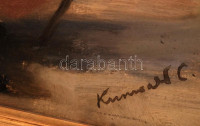 Kunwald Cézár (1870-1947): Úriember. Olaj, karton, jelzett, antik keretben, 40×25 cm