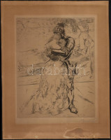 Hans Meid (1883-1957): Lovag és szerelme. Rézkarc, papír, jelzett, 23×18 cm