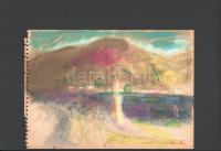 Molnár Róza (1900-1977): Dunakanyar. Pasztell, papír, jelzett. Kétoldalas mű, hátoldalán: Kert, filctoll. 23,5×32,5 cm.