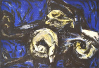 Nagy Árpád 'Pika' (1950-): Alakok. Litográfia, papír, jelzés nélkül, lap széle sérült, litográfia ép, 41,5x59,5 cm