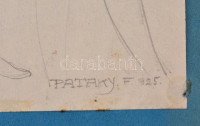 Pataky Ferenc (1897-?): Álló akt tanulmányok. Ceruza,  papír (vékony kartonra kasírozva), jelzett, sérült, hiányos, 21x24 cm