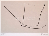 Ruggero Pazzi (1927-2010): Szuprematista kompozíció, a Hommage a Patkai mappából. Szitanyomat, merített papír, jelzett és számozott (46/50).