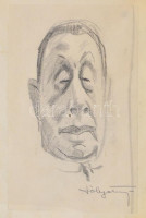 Pólya Tibor (1886-1937): Gerő Ödön műkritikus portréja. Ceruza, papír, jelzett, kasírozva, hátoldalán feliratozott, üvegezett fa keretben. Gerő Ödön (1863-1939) újságíró, műkritikus, író többek közt a Pesti Hírlap, a Magyar